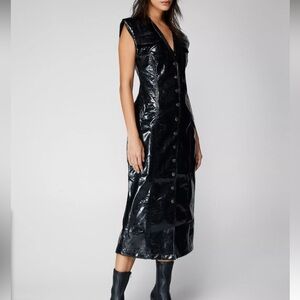 NWT Nasty Gal Metallic Crackle Faux Leather Dress